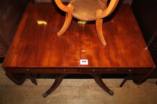 19th century mahogany sofa table, extended 4ft 5in.(-)